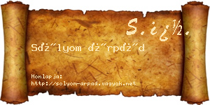 Sólyom Árpád névjegykártya